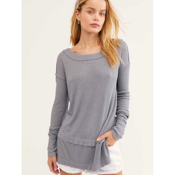 Free People Tops - NWT Free People North Shore Thermal Tunic top Storm Grey